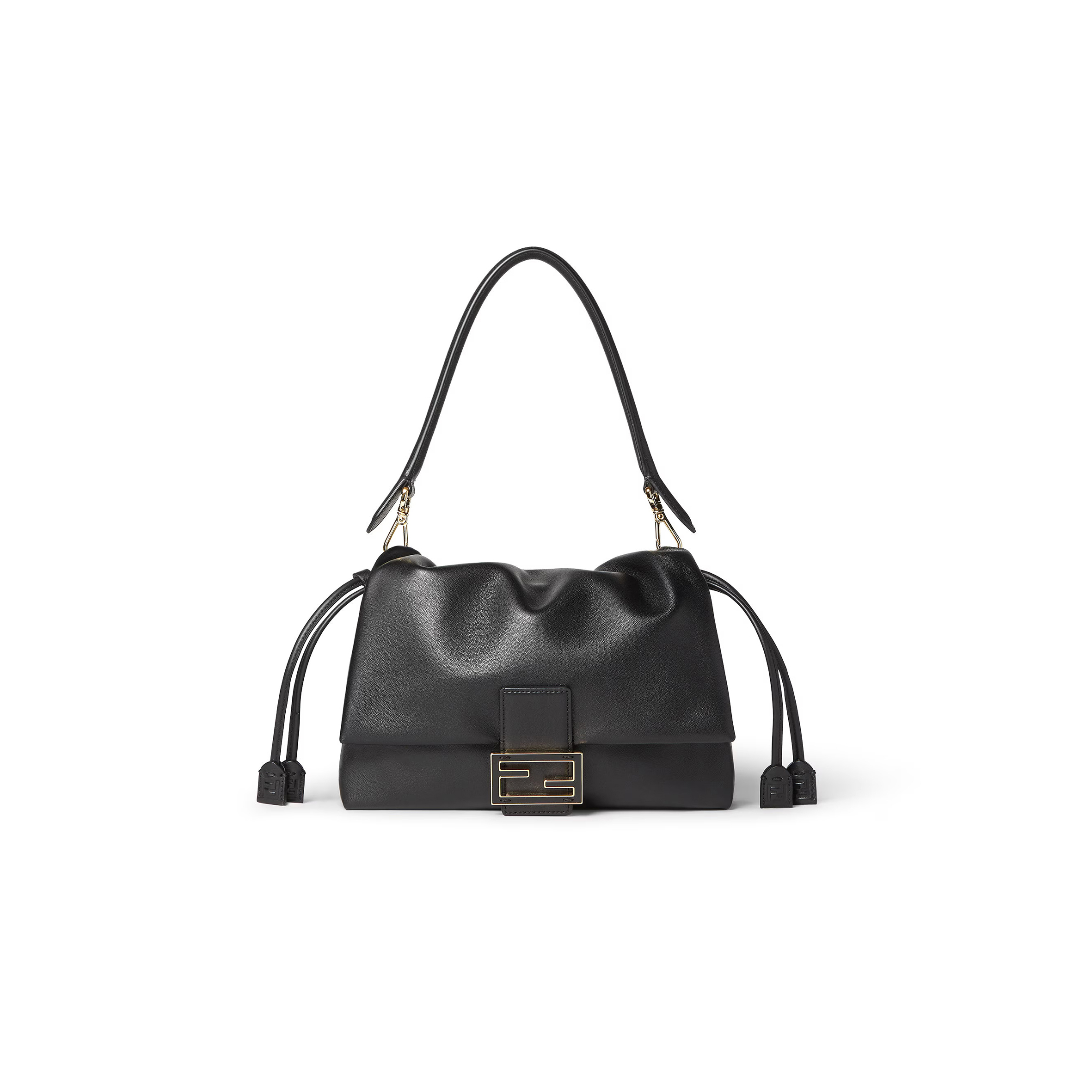 F**di mamma baguette medium black nappa leather bag 8br833aq0df0kur (26.5*18*8.5cm)